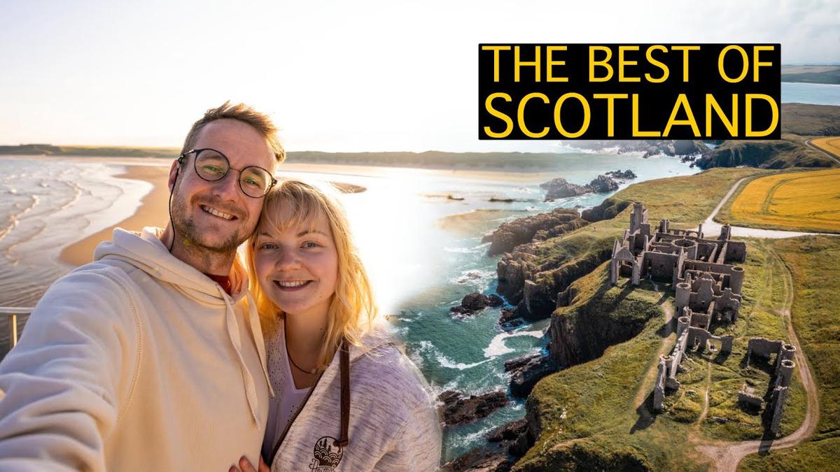'Video thumbnail for a week of vanlife in scotland | beaches, castles, and our new toy!'